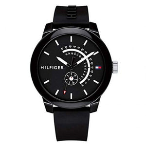 Buy Shop Tommy Hilfiger Denim Quartz Black Dial Black Rubber Strap Watch for Men - 1791483 USA Online