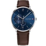 Buy Shop Tommy Hilfiger Cooper Blue Dial Brown Leather Strap Watch for Men - 1791508 USA Online