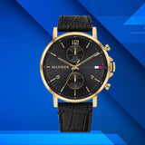 Tommy Hilfiger Daniel Black Dial Black Leather Strap Watch for Men - 1710417