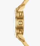 Buy Shop Tory Burch Classic Chronograph White Dial Gold Steel Strap Watch for Women - TBW1032 USA Online
