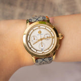 Buy Shop Tory Burch Classic Chronograph White Dial Grey Nylon Strap Watch for Women - TBW1035 USA Online