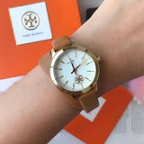 Buy Shop Tory Burch Collins Quartz White Dial Brown Leather Strap Watch for Women - TBW1304 USA Online