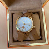 Buy Shop Tory Burch Collins Quartz White Dial Brown Leather Strap Watch for Women - TBW1304 USA Online