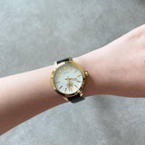 Buy Shop Tory Burch Collins White Dial Black Leather Strap Watch for Women - TBW1205 USA Online