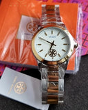 Buy Shop Tory Burch Collins White Dial Two Tone Steel Strap Watch for Women - TBW1306 USA Online