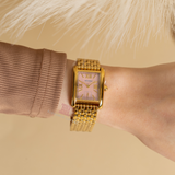 Buy Shop Tory Burch Eleanor Mother of Pearl Pink Dial Gold Steel Strap Watch for Women - TBW1077 USA Online