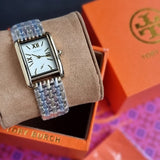Buy Shop Tory Burch Eleanor White Dial Tri Tone Steel Strap Watch for Women - TBW1078 USA Online