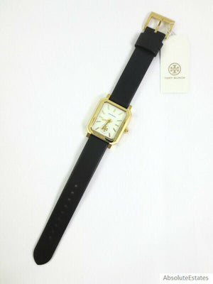 Buy Shop Tory Burch Robinson White Dial Black Leather Strap Watch for Women - TBW1504 USA Online