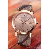 Buy Shop Burberry The City Rose Gold Dial Brown Leather Strap Watch for Women - BU9040 USA Online