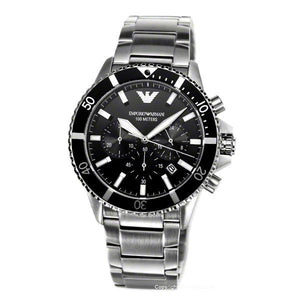 Buy Shop Emporio Armani Diver Chronograph Quartz Black Dial Silver Steel Strap Watch For Men - AR11360 USA Online