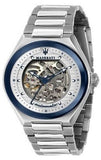 Maserati Triconic Automatic Skeleton Grey Dial Silver Steel Strap Watch For Men - R8823139002