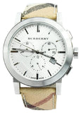 Buy Shop Burberry The City Chronograph White Dial Haymarket Leather Strap Watch For Men - BU9360 USA Online