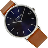 Coach Charles Blue Dial Brown Leather Strap Watch for Men - 14602151