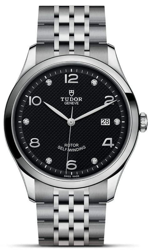 Buy Shop Tudor 1926 Automatic Diamonds Black Dial Silver Steel Strap Watch for Men - M91650-0004 USA Online