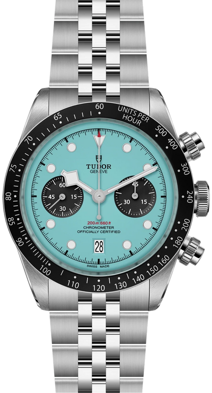 Tudor Black Bay Chrono Blue Dial Silver Steel Strap Watch for Men - M79360N-0024