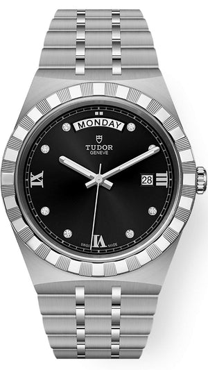 Buy Shop Tudor Royal Automatic Diamonds Black Dial Silver Steel Strap Watch for Men - M28600-0004 USA Online