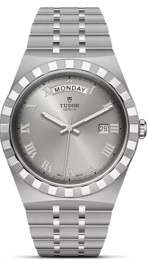 Buy Shop Tudor Royal Day Date Diamonds Automatic Silver Dial Silver Steel Strap Watch for Men - M28600-0002 USA Online