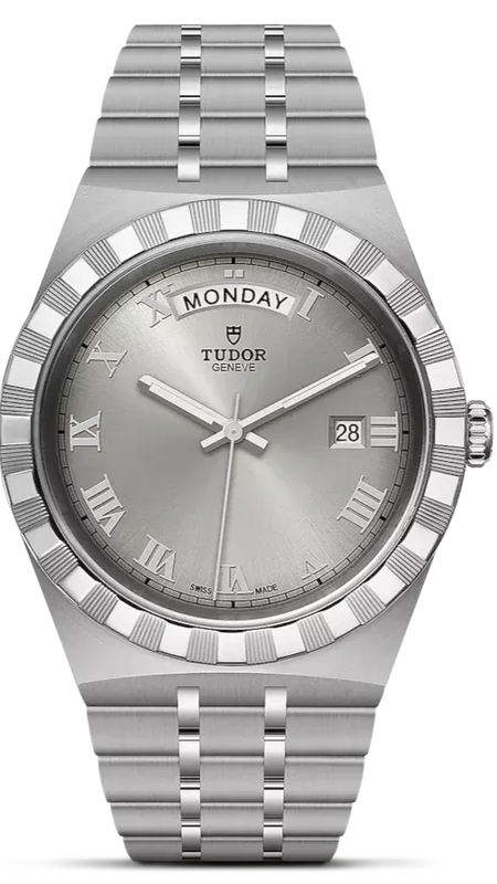 Buy Shop Tudor Royal Day Date Diamonds Automatic Silver Dial Silver Steel Strap Watch for Men - M28600-0002 USA Online