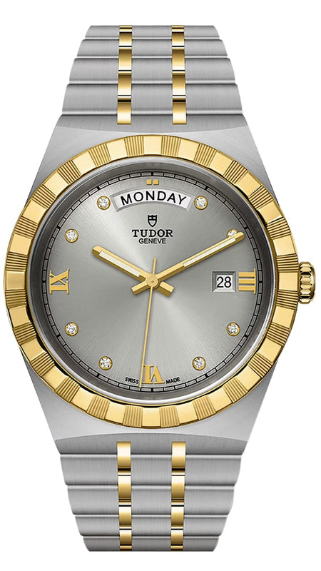 Buy Shop Tudor Royal Diamonds Automatic Grey Dial Two Tone Steel Strap Watch for Men - M28603-0002 USA Online
