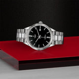 Buy Shop Tudor Style Automatic Black Dial Silver Steel Strap Watch for Men - M12710-0003 USA Online