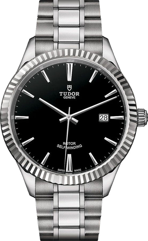 Buy Shop Tudor Style Automatic Black Dial Silver Steel Strap Watch for Men - M12710-0003 USA Online