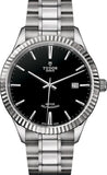 Buy Shop Tudor Style Automatic Black Dial Silver Steel Strap Watch for Men - M12710-0003 USA Online