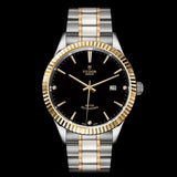 Buy Shop Tudor Style Automatic Black Dial Two Tone Steel Strap Watch for Men - M12713-0005 USA Online