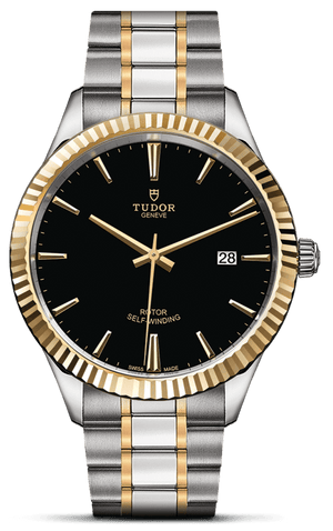 Buy Shop Tudor Style Automatic Black Dial Two Tone Steel Strap Watch for Men - M12713-0005 USA Online