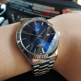Buy Shop Tudor Style Automatic Blue Dial Silver Steel Strap Watch for Men - M12710-0013 USA Online