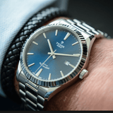 Buy Shop Tudor Style Automatic Blue Dial Silver Steel Strap Watch for Men - M12710-0013 USA Online