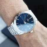 Buy Shop Tudor Style Automatic Blue Dial Silver Steel Strap Watch for Men - M12710-0013 USA Online
