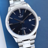 Buy Shop Tudor Style Automatic Blue Dial Silver Steel Strap Watch for Men - M12710-0013 USA Online
