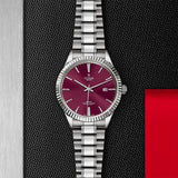 Buy Shop Tudor Style Automatic Burgundy Red Dial Silver Steel Strap Watch for Men - M12710-0015 USA Online