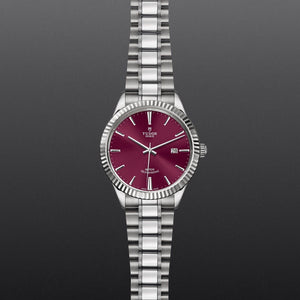 Buy Shop Tudor Style Automatic Burgundy Red Dial Silver Steel Strap Watch for Men - M12710-0015 USA Online