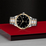 Buy Shop Tudor Style Automatic Diamonds Black Dial Two Tone Steel Strap Watch for Men - M12713-00011 USA Online