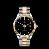 Buy Shop Tudor Style Automatic Diamonds Black Dial Two Tone Steel Strap Watch for Men - M12713-00011 USA Online