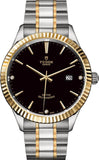 Buy Shop Tudor Style Automatic Diamonds Black Dial Two Tone Steel Strap Watch for Men - M12713-00011 USA Online