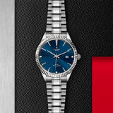 Buy Shop Tudor Style Automatic Diamonds Blue Dial Silver Steel Strap Watch for Men - M12710-0017 USA Online