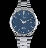 Buy Shop Tudor Style Automatic Diamonds Blue Dial Silver Steel Strap Watch for Men - M12710-0017 USA Online