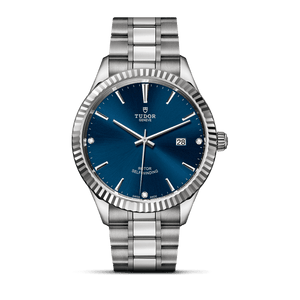 Buy Shop Tudor Style Automatic Diamonds Blue Dial Silver Steel Strap Watch for Men - M12710-0017 USA Online