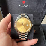 Buy Shop Tudor Style Automatic Diamonds Gold Dial Two Tone Steel Strap Watch for Men - M12713-0007 USA Online