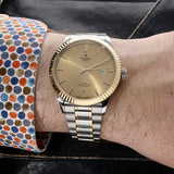 Buy Shop Tudor Style Automatic Diamonds Gold Dial Two Tone Steel Strap Watch for Men - M12713-0007 USA Online