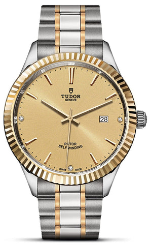 Buy Shop Tudor Style Automatic Diamonds Gold Dial Two Tone Steel Strap Watch for Men - M12713-0007 USA Online