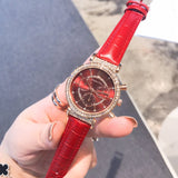 Buy Shop Swarovski Passage Chrono Red Dial Red Leather Strap Watch for Women - 5580345 USA Online