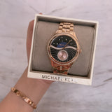 Buy Shop Michael Kors Lauryn Blue Dial Rose Gold Steel Strap Watch for Women - MK3723 USA Online