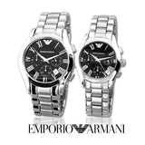 Buy Shop Emporio Armani Velente Chronograph Black Dial Silver Steel Strap Watch For Women - AR0674 USA Online