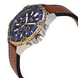 Buy Shop Fossil Garrett Chronograph Blue Dial Brown Leather Strap Watch for Men - FS5625 USA Online