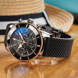 Buy Shop Breitling Superocean Heritage B01 Chronograph 44 Black Dial Black Mesh Bracelet Watch for Men - UB01621A1M1S1 USA Online