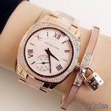 Buy Shop Michael Kors Bryn Rose Gold Dial Two Tone Steel Strap Watch for Women - MK6135 USA Online