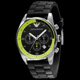 Buy Shop Emporio Armani Chronograph Black Dial Black Rubber Strap Watch For Men - AR5865 USA Online